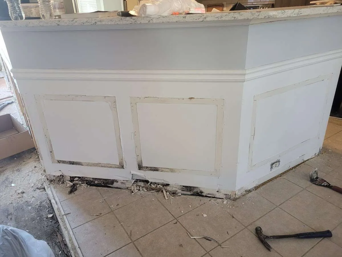 Water damage and mold on kitchen during Storm Damage Restoration in Runnemede